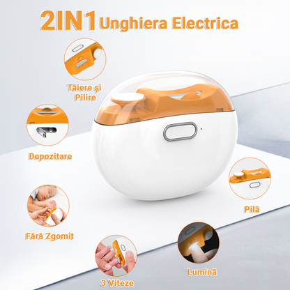✨ Unghieră Electrică 2-în-1 – Taie și pilește unghiile fără efort!