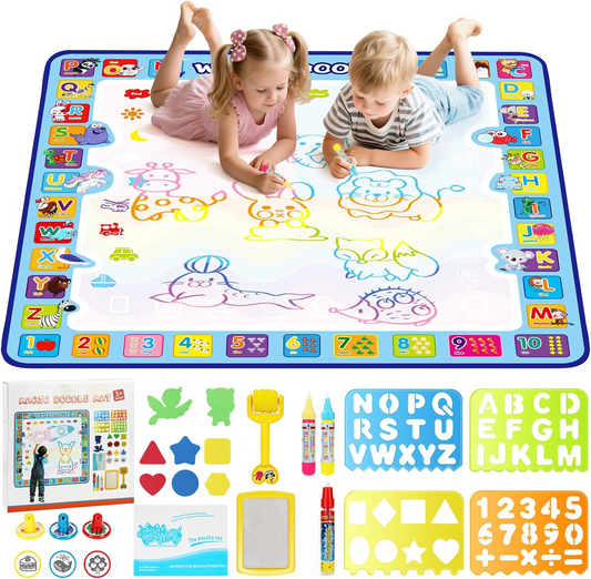 🖍️ Covorașul Magic Water 100×100 cm – cu accesorii complete și Carte Magică inclusă! 🎁