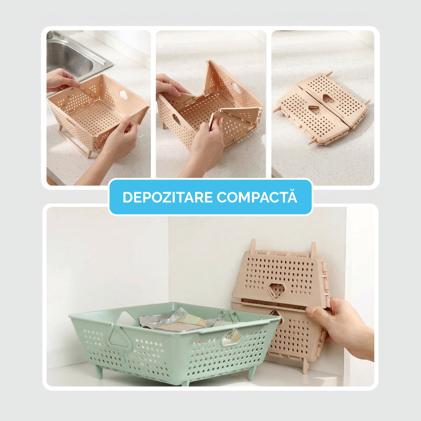 COȘ PLIABIL PENTRU DEPOZITARE BUCĂTĂRIE – SET 3x